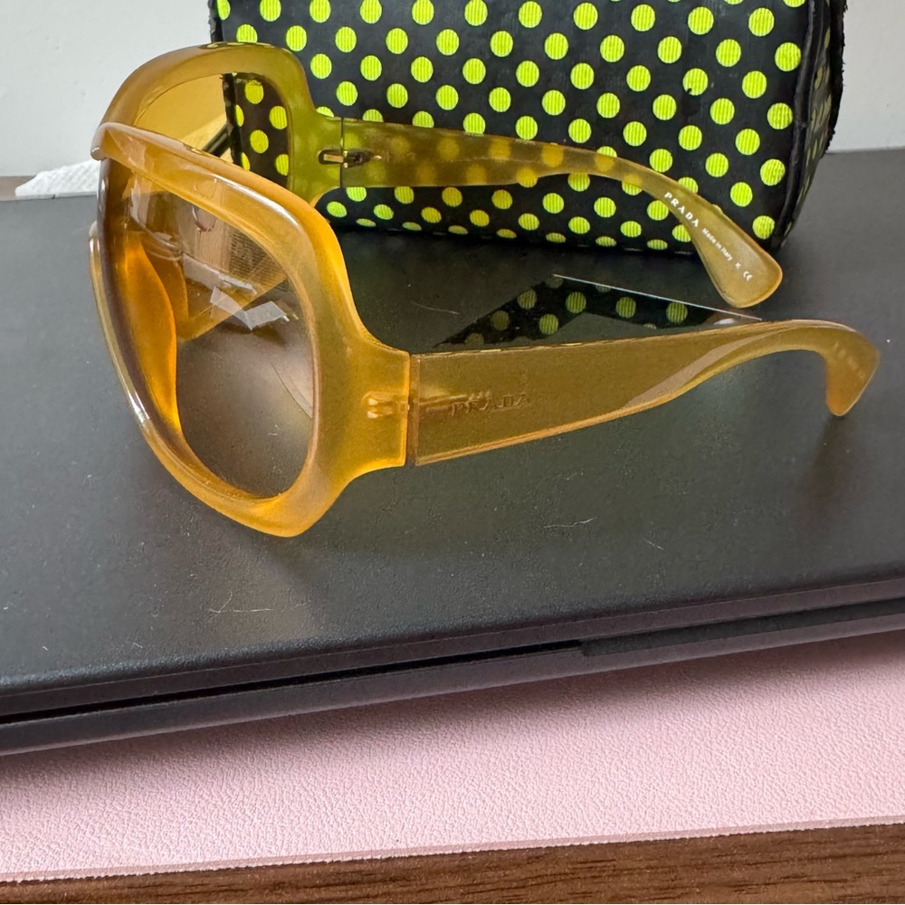 Prada Oversized Amber Shield Sunglasses SPR180 - Picture 3 of 13